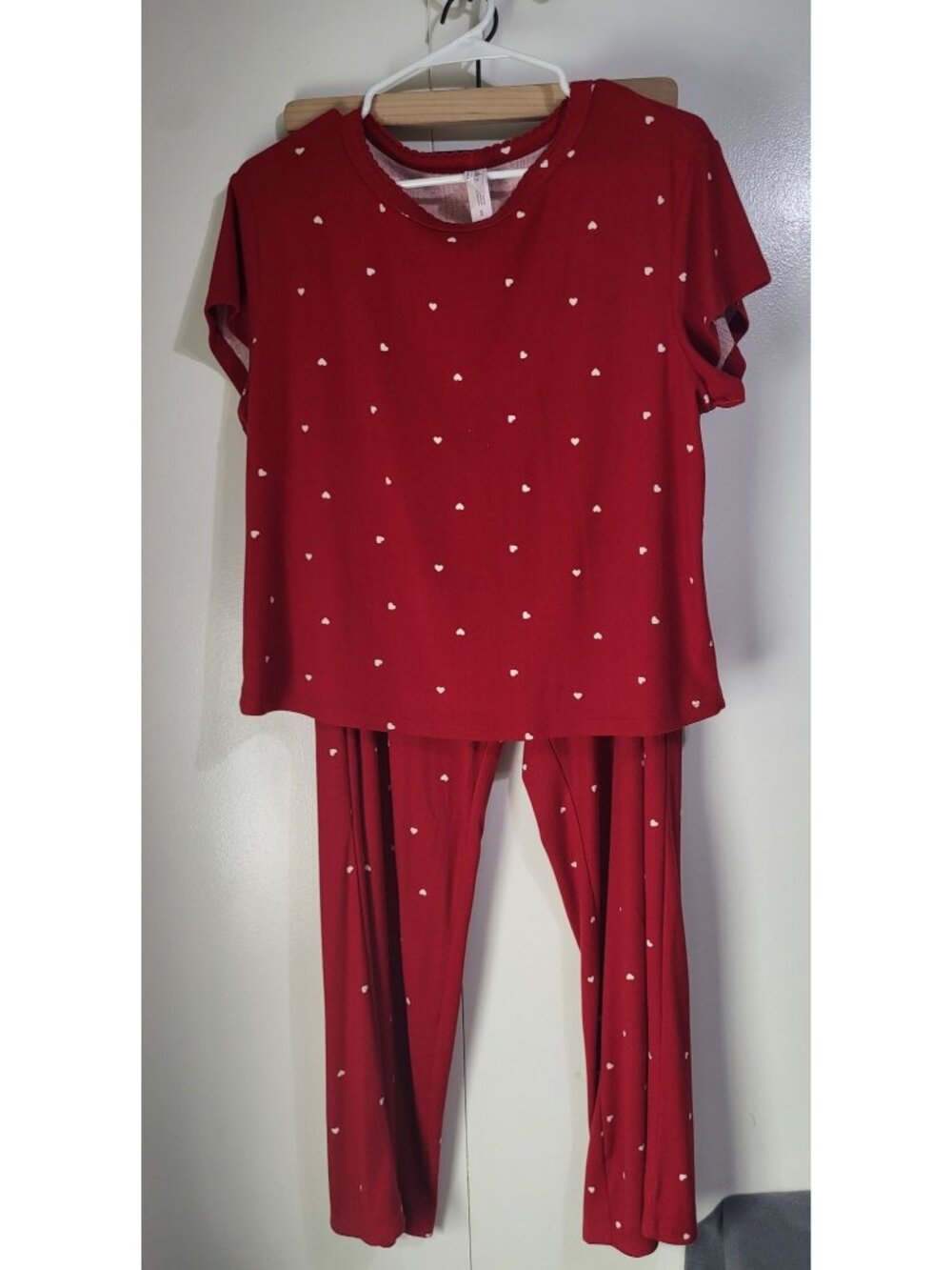 Auden Women's XXL Red with Hearts Pointelle Pajama Set Soft Loungewear Valentine - Picture 2 of 11